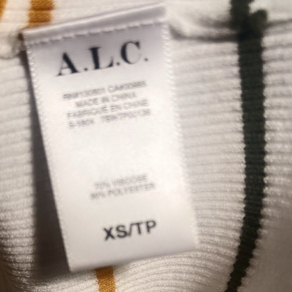 A.L.C. New NT White Striped Stretch Sleeveless Trendy Stylish Crop Knit Top XS - Picture 5 of 5